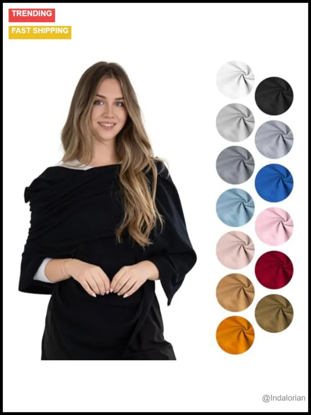 100% Cotton Lightweight Knit Shawl Wrap Scarf